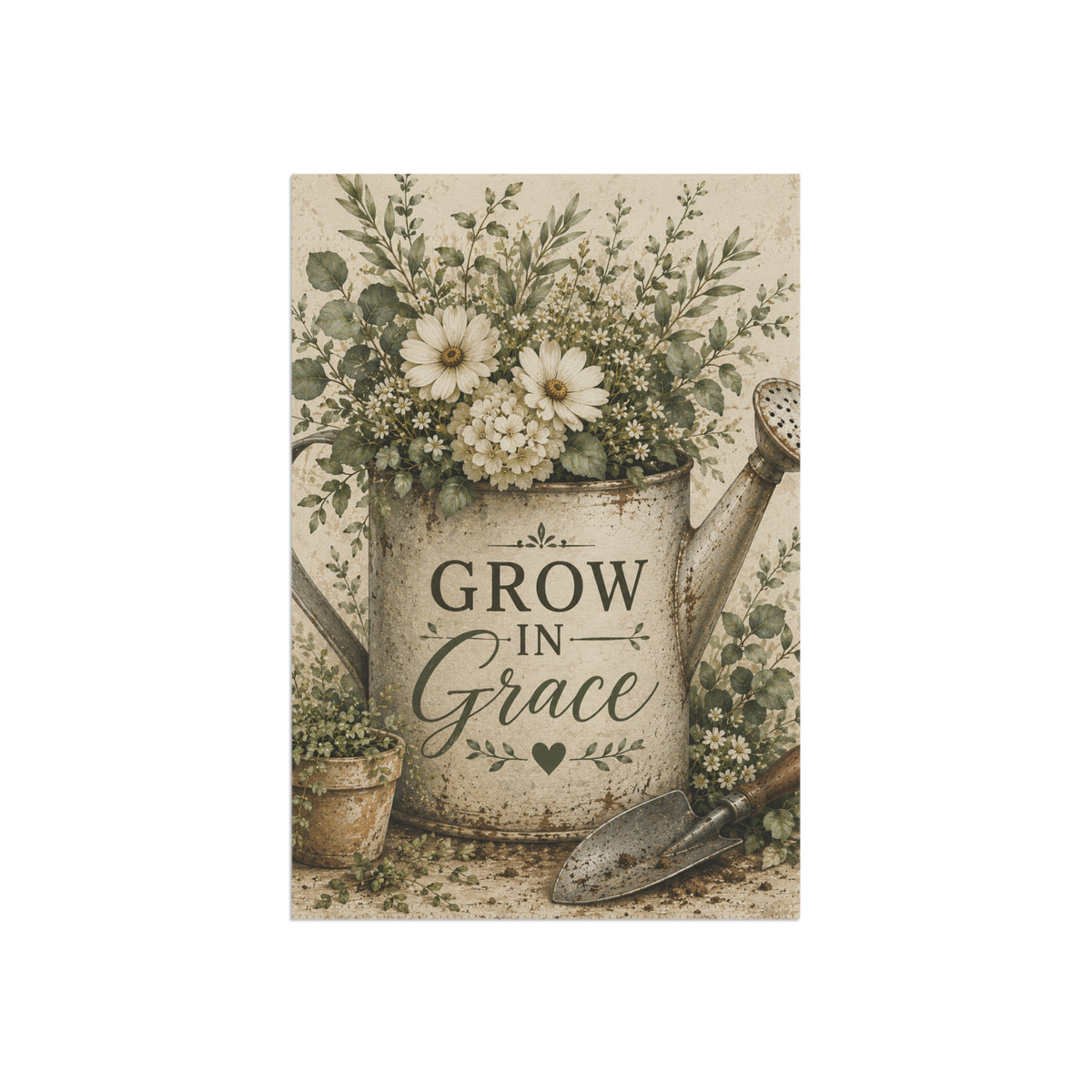 Garden Flag - "Grow in Grace" Watering Can Floral Banner
