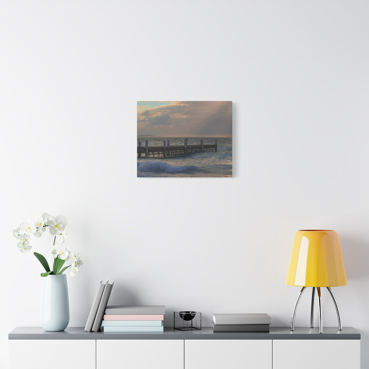 Seaside Pier Sunset Matte Canvas Print — Stretched Wall Art (1.25")