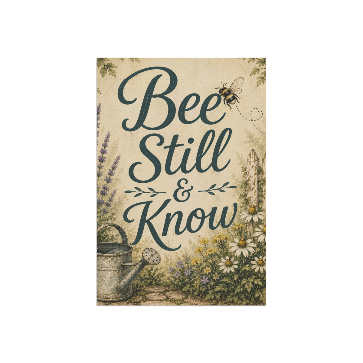 Bee Still & Know Garden Flag — Garden Banner for Yard, Porch, Spring Decor