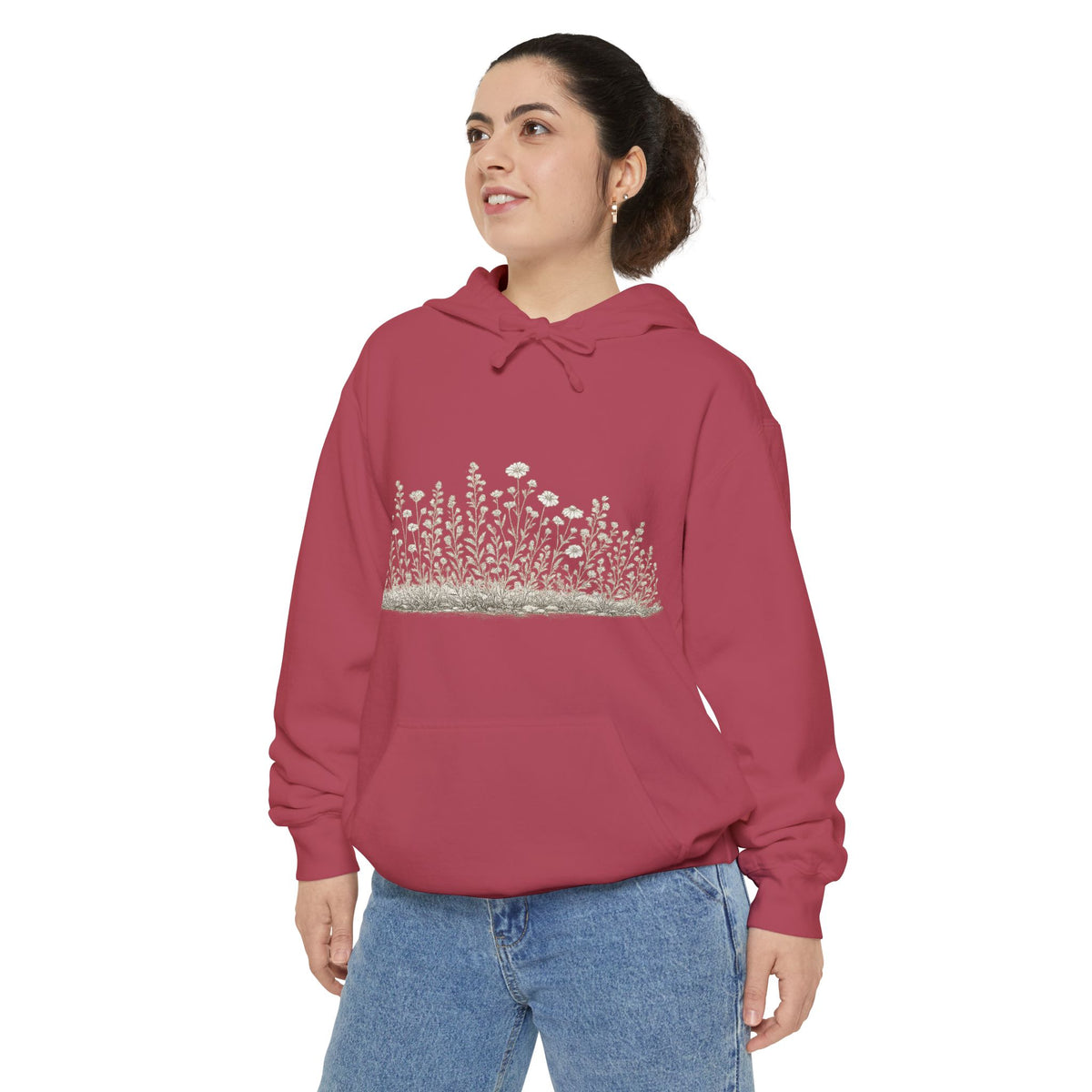 Floral Meadow Hoodie — Dainty Wildflower Graphic Pullover