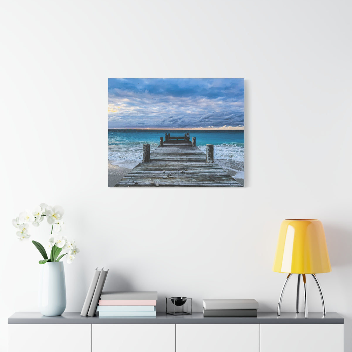 Pier Dock Canvas Print — Tranquil Ocean Wall Art (Matte Stretched 1.25")