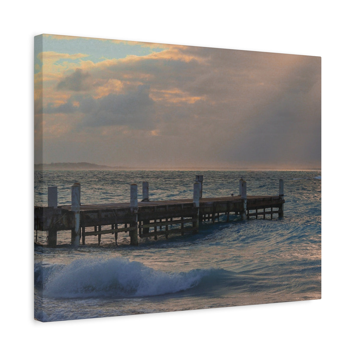 Seaside Pier Sunset Matte Canvas Print — Stretched Wall Art (1.25")