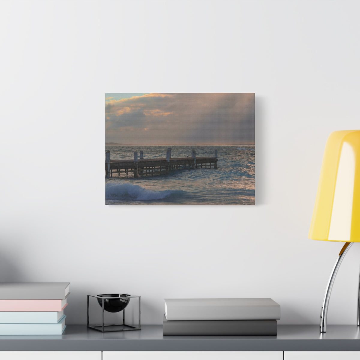 Seaside Pier Sunset Matte Canvas Print — Stretched Wall Art (1.25")
