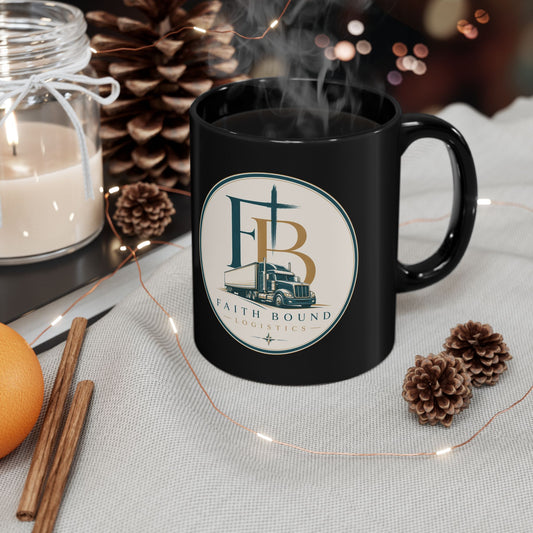 Faith Bound Logistics Black Coffee Mug — Trucker Logo 11oz/15oz