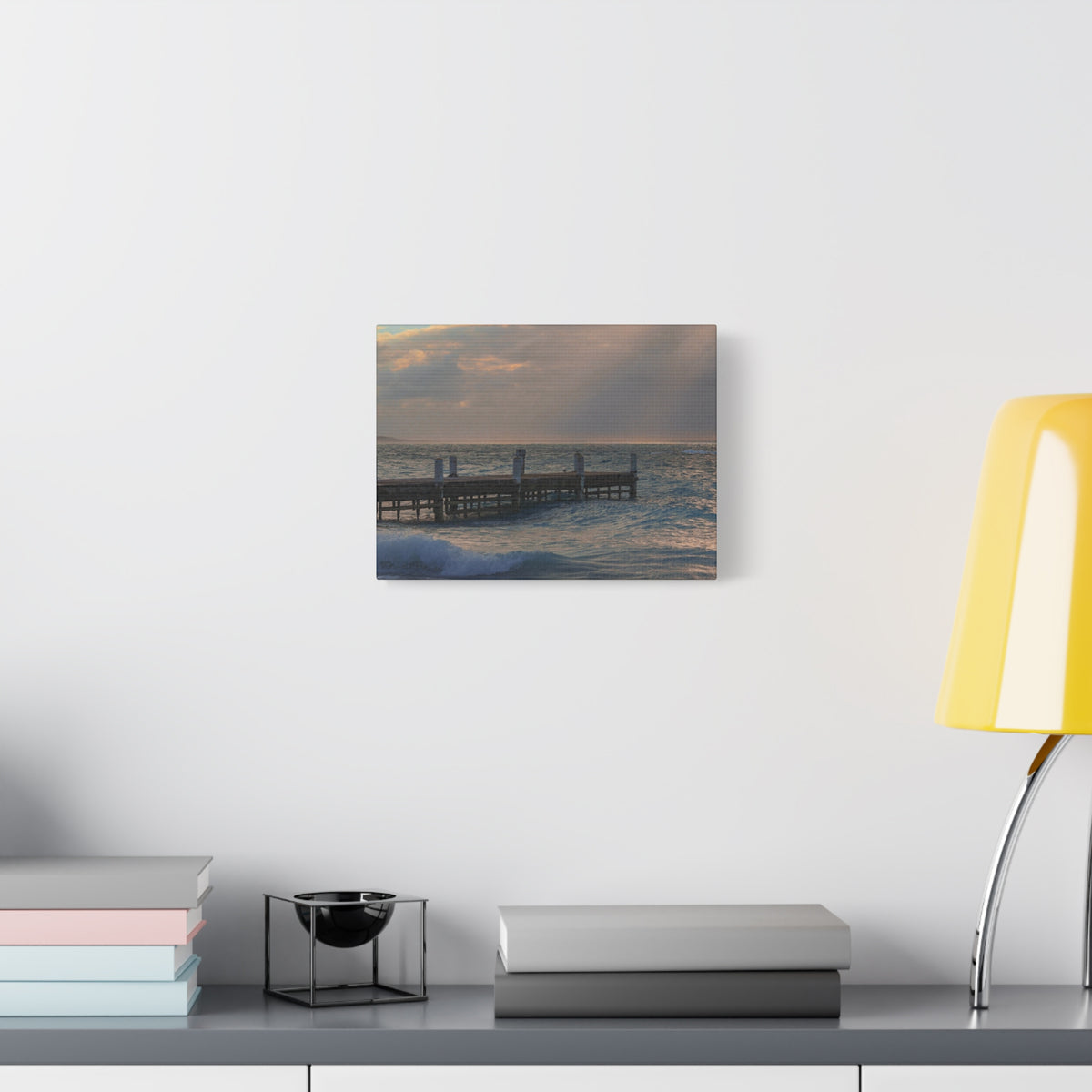 Seaside Pier Sunset Matte Canvas Print — Stretched Wall Art (1.25")