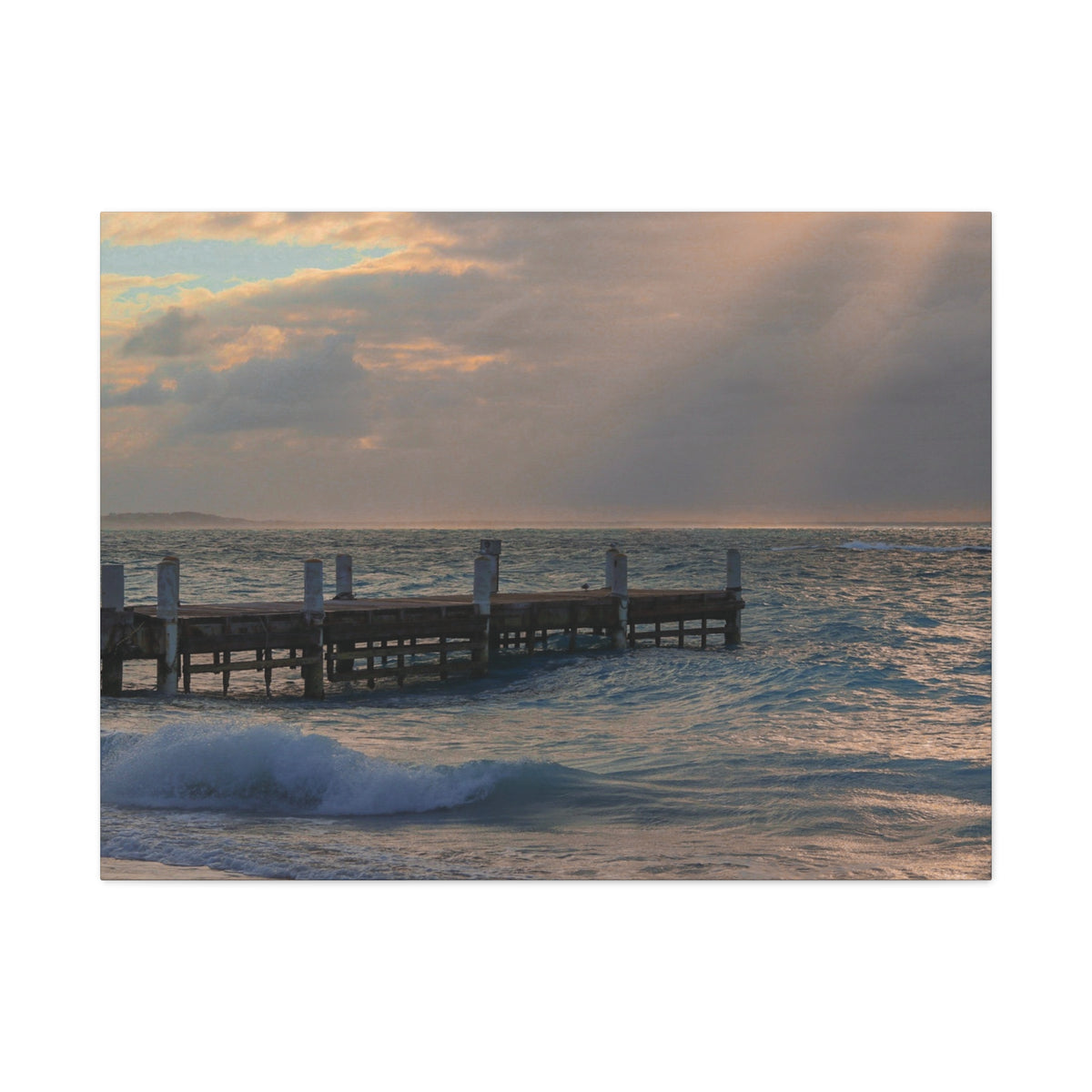 Seaside Pier Sunset Matte Canvas Print — Stretched Wall Art (1.25")