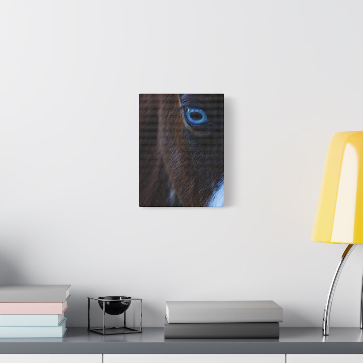 Blue-Eyed Horse Canvas Print — Close-Up Equine Wall Art, Matte Stretched 1.25"